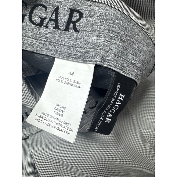 Haggar Performance Flex Waistband Flat Front Shorts Men 44W Charcoal Pattern - Picture 6 of 6